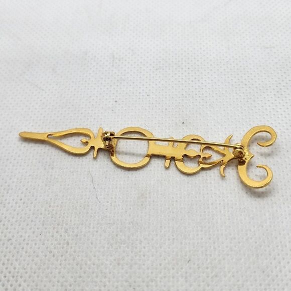 Vintage Gold Tone Clock Arm Brooch - Picture 3 of 3